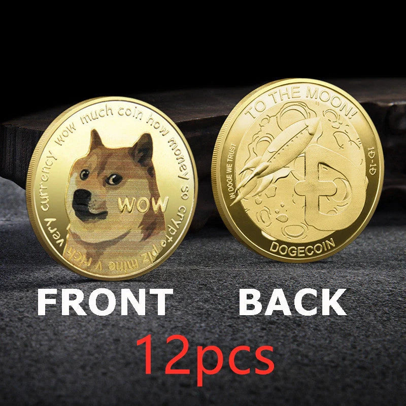 Dogecoin Commemorative Coin with cute dog pattern in gold or silver plating
