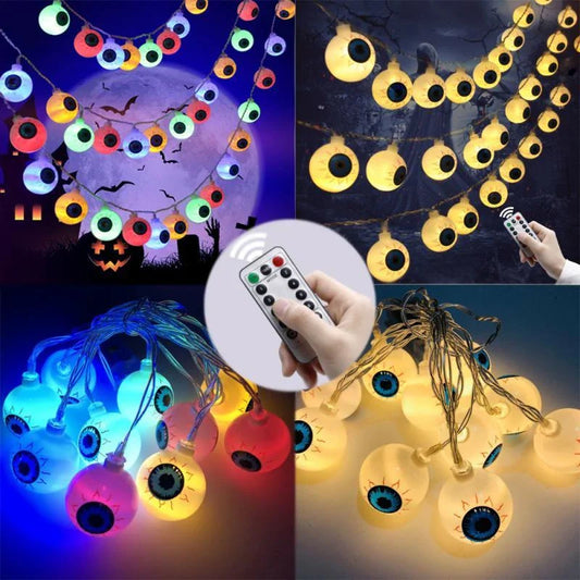 Spooktacular Halloween Eyeball String Lights with Customisable Lighting Modes and Versatile Placement Options