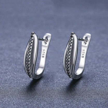 Copper Retro Hong Kong Style Black Zircon Earrings with round stones
