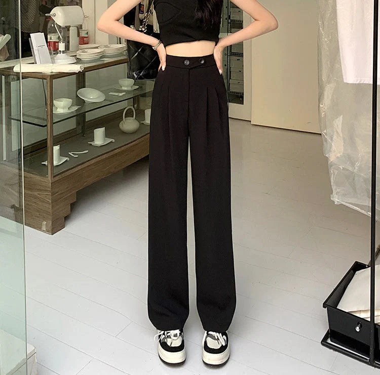 Women's high waist loose drape suit wide leg pants in various colours