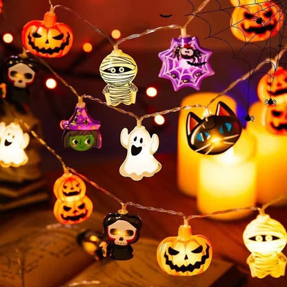 Cozy Halloween Lighting Chain with Pumpkins, Ghosts, and Bats creates a warm, festive glow for your home decor