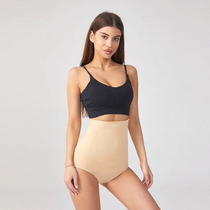 Seamless high waist plus size abdominal pants in black and skin color