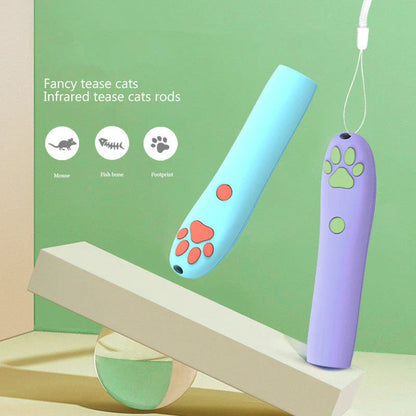 Remote-controlled laser cat toy with 3 projection patterns, made of durable ABS material for safe and engaging playtime