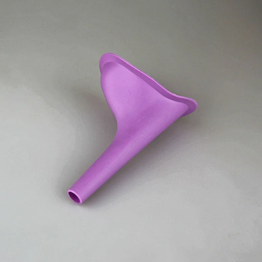 Ladies Standing Urinal in purple, soft flexible silicone for hygienic urination