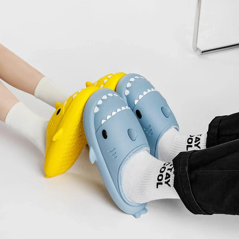 Cartoon shark EVA slippers with waterproof soft bottom in various colours