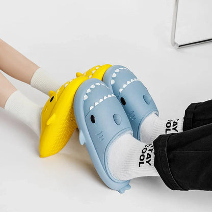 Cartoon shark EVA slippers with waterproof soft bottom in various colours