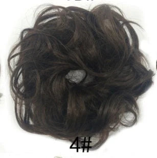 Synthetic wavy curly messy hair bun for women, 12cm diameter, high temperature wire