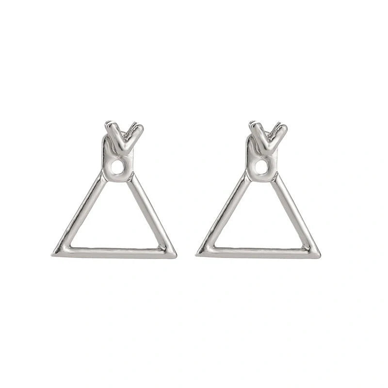 Hollow diamond square stud earrings in alloy with various finishes