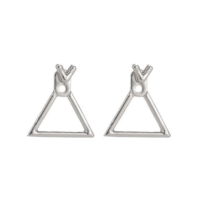 Hollow diamond square stud earrings in alloy with various finishes