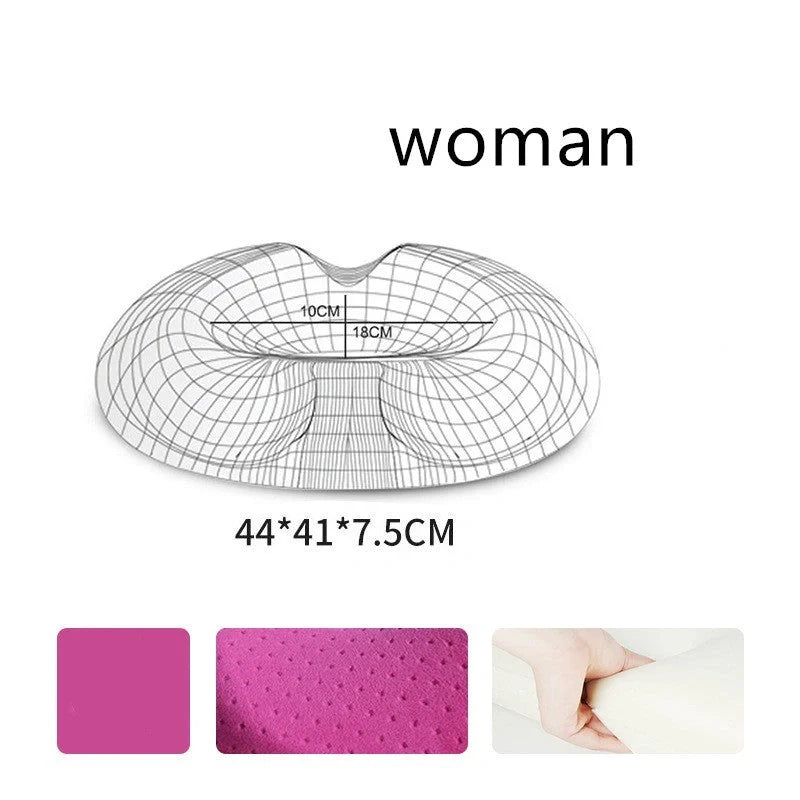 Premium memory foam seat cushion with tailored design for men and women, featuring breathable materials and a removable cover for easy cleaning.