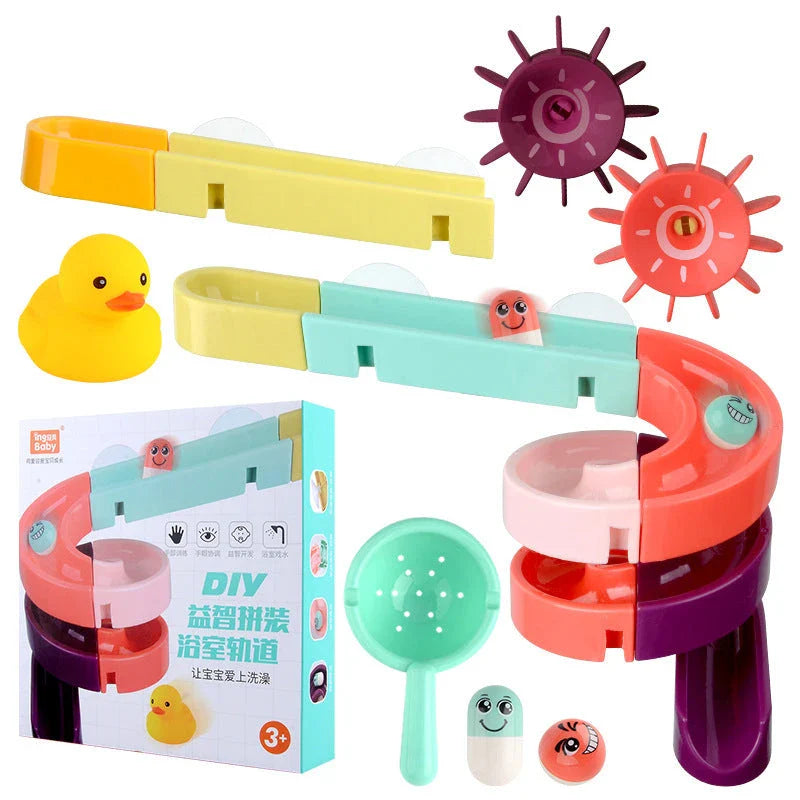 Premium Marble Run Bath Toys for Kids - Fun, Safe & Educational Bathroom Play Set with Suction Cups
