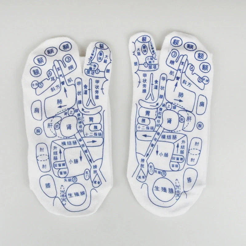 Reflexology socks with acupressure points for therapeutic foot massage