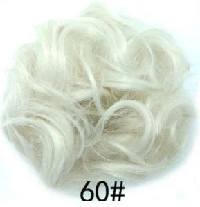 Synthetic wavy curly messy hair bun for women, 12cm diameter, high temperature wire