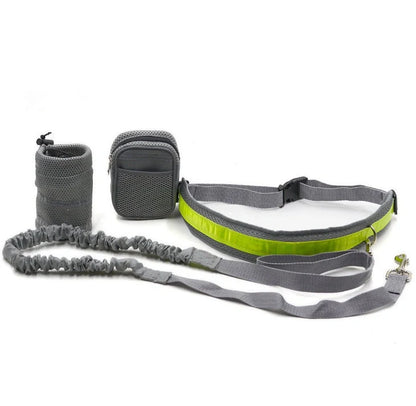 Adjustable hands-free dog leash with waist bag in various colours