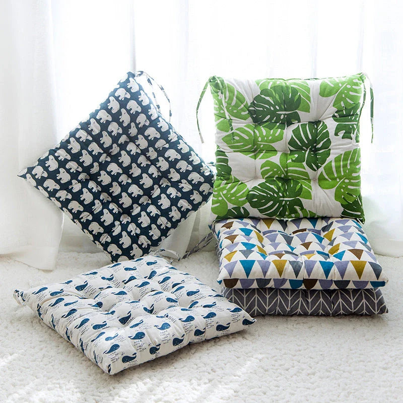 Premium linen and cotton chair cushion in various patterns and designs, offering luxurious comfort and support for your seating needs.