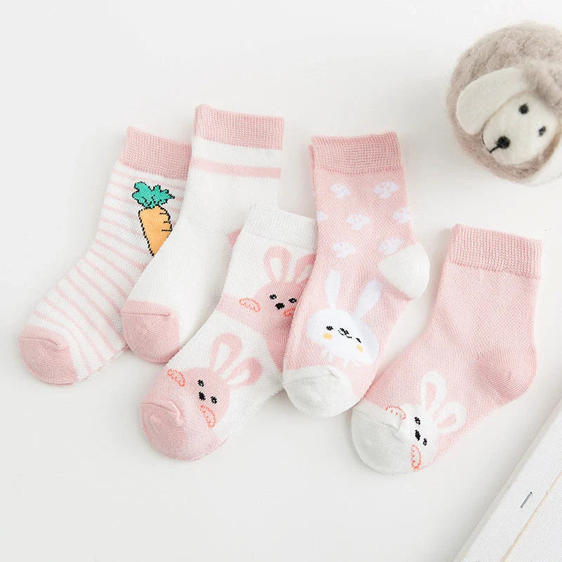 Breathable cotton baby socks in multiple colours for ages 0-9