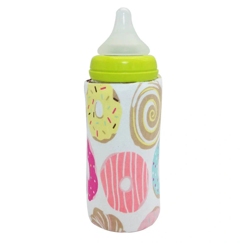 USB-powered baby bottle warmer and insulated travel bag for keeping milk warm on the go