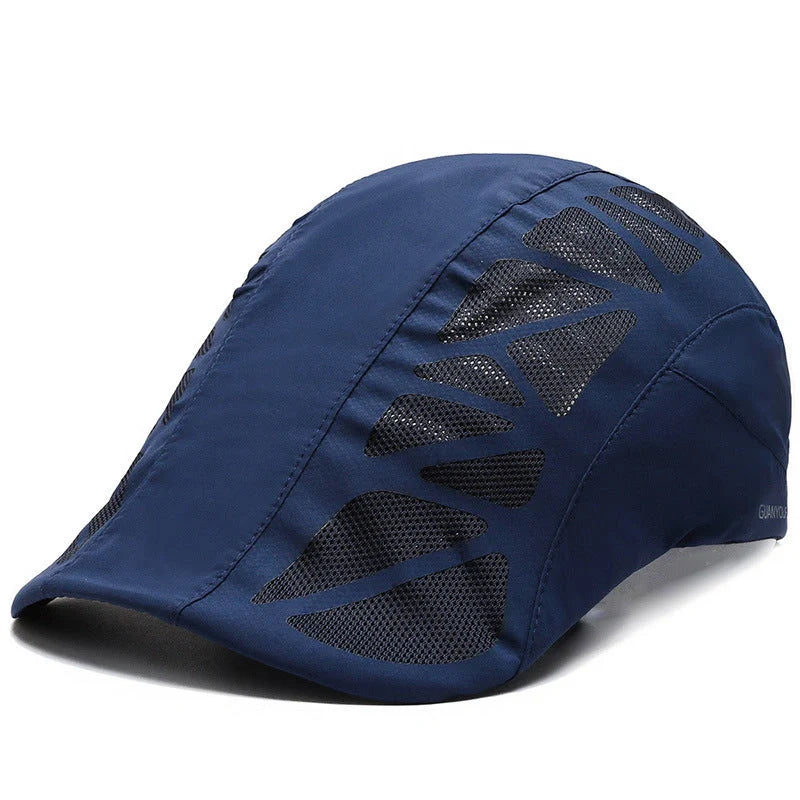 Breathable mesh beret hat in black, grey, dark grey, and navy blue for summer wear