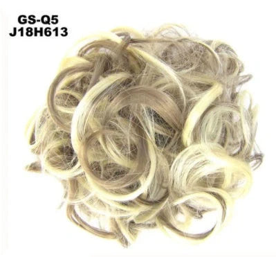 Synthetic wavy curly messy hair bun for women, 12cm diameter, high temperature wire