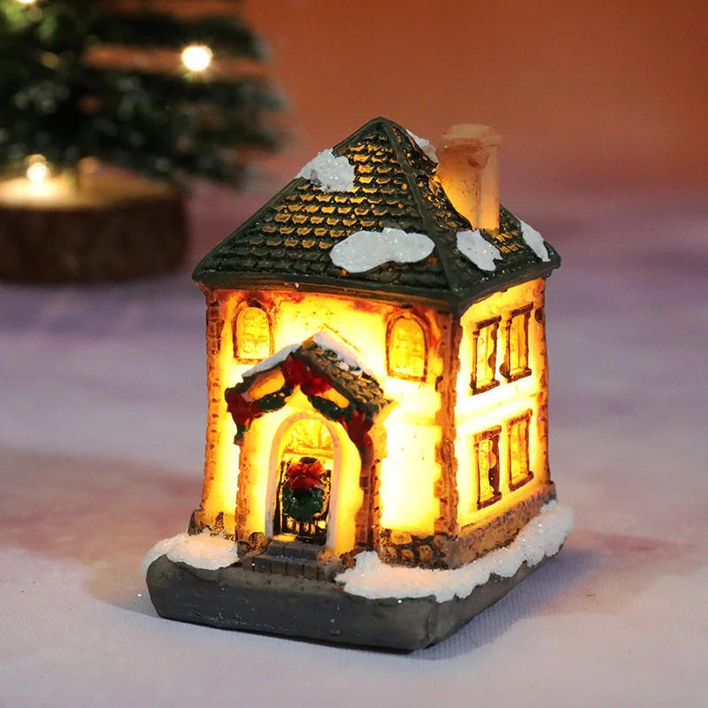 Compact Christmas Decorations Micro Landscape Resin House ornament with detailed design