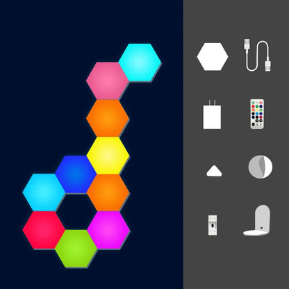 Smart Quantum Light Induction Honeycomb Wall Lamp with remote control and dynamic colour display
