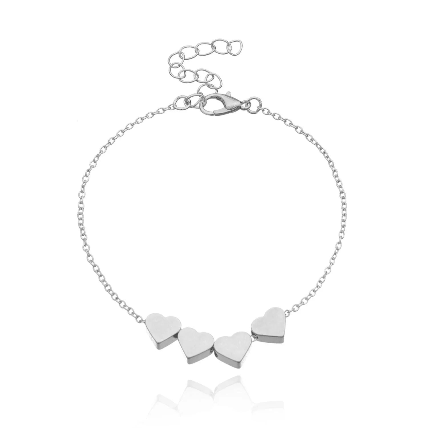 Korean-inspired thin chain heart bracelet for women in gold and silver