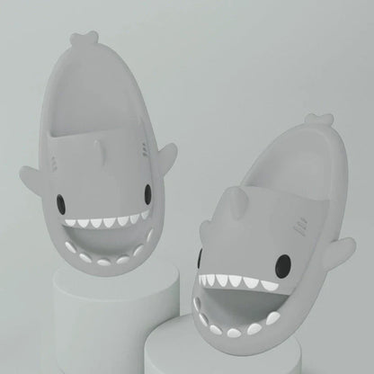 Cozy shark-themed slippers made of plush EVA material for indoor and outdoor wear with customized support