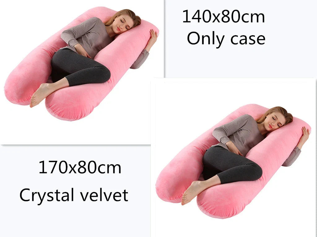 Premium U-shaped pregnancy pillow with soft cotton casing and polyester fiber filling for exceptional comfort and support