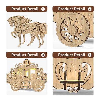 Exquisite wooden puzzle toy depicting Princess Amelia's classic carriage, showcasing British craftsmanship and timeless elegance.