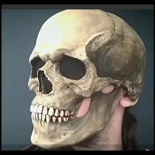Creepy skeletal horror mask with movable jaw - perfect for Halloween costume and cosplay