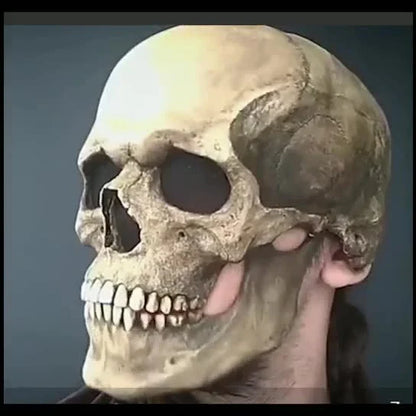 Creepy skeletal horror mask with movable jaw - perfect for Halloween costume and cosplay
