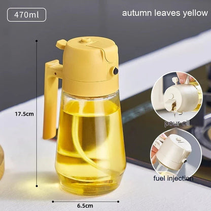 Versatile 470mL Olive Oil Sprayer with Dual Functionality - Spray or Pour for Cooking, Grilling, and More