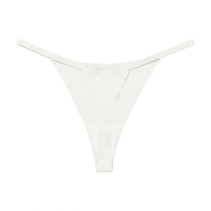 Low waist ice silk seamless T-back female underwear set in multiple colours