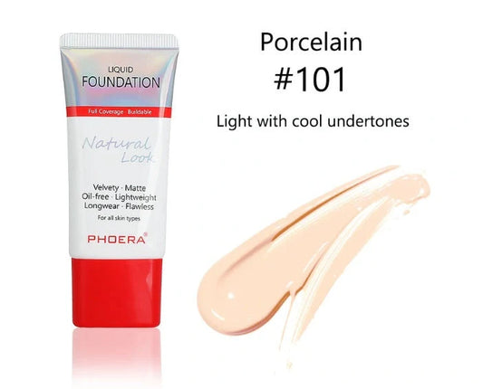 Matte Silky Tube Liquid Foundation in various shades for a flawless finish