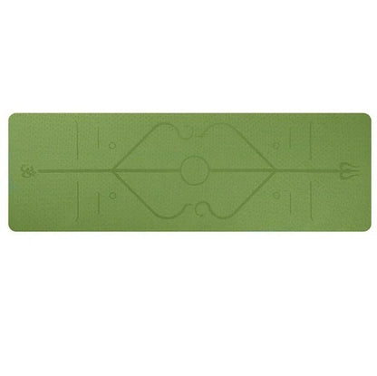 Non-slip TPE yoga mat with position lines for beginners, available in multiple colors