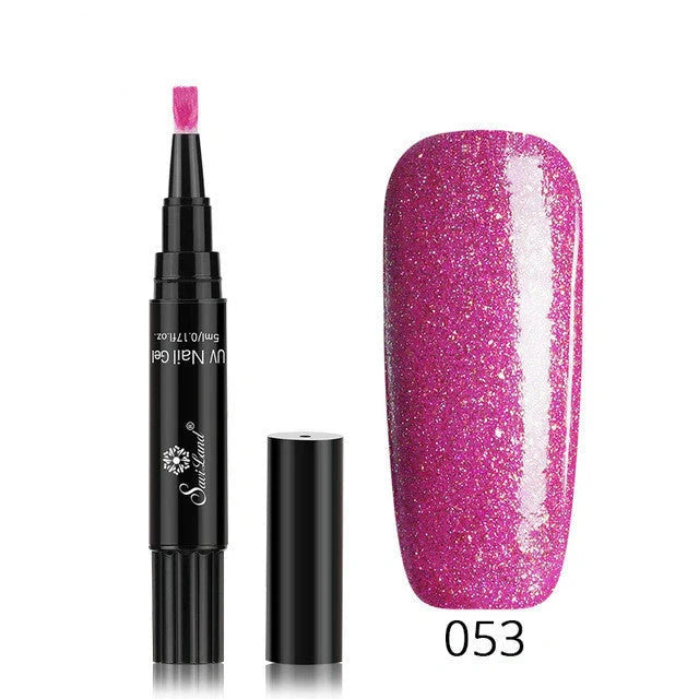3-in-1 Gel Nail Varnish Pen with Glitter for easy one-step nail art