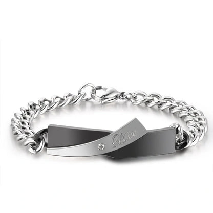 Stainless Steel Couple Cross-design Bracelet in gold and black finishes