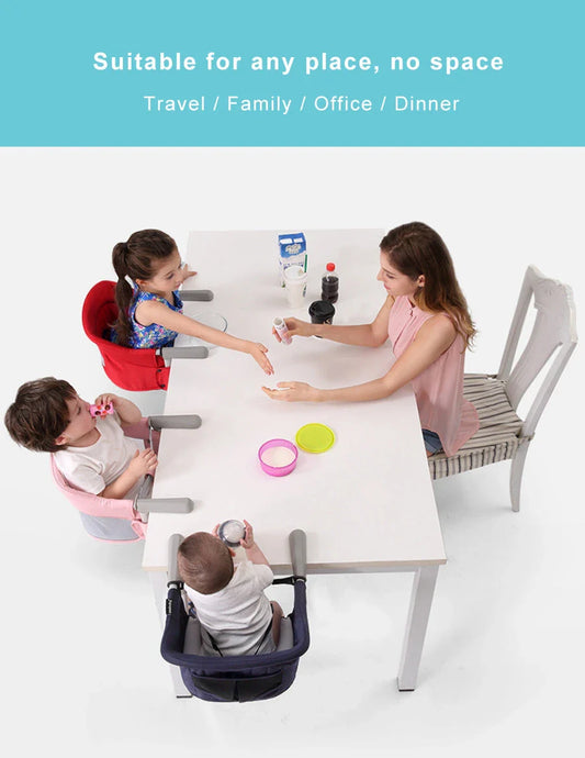 Foldable high chair with safety belt, perfect for portable infant feeding at home or while traveling