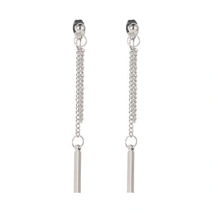 Elegant tasseled stud earrings featuring a contemporary geometric design in silver, gold, and 925 sterling silver finishes
