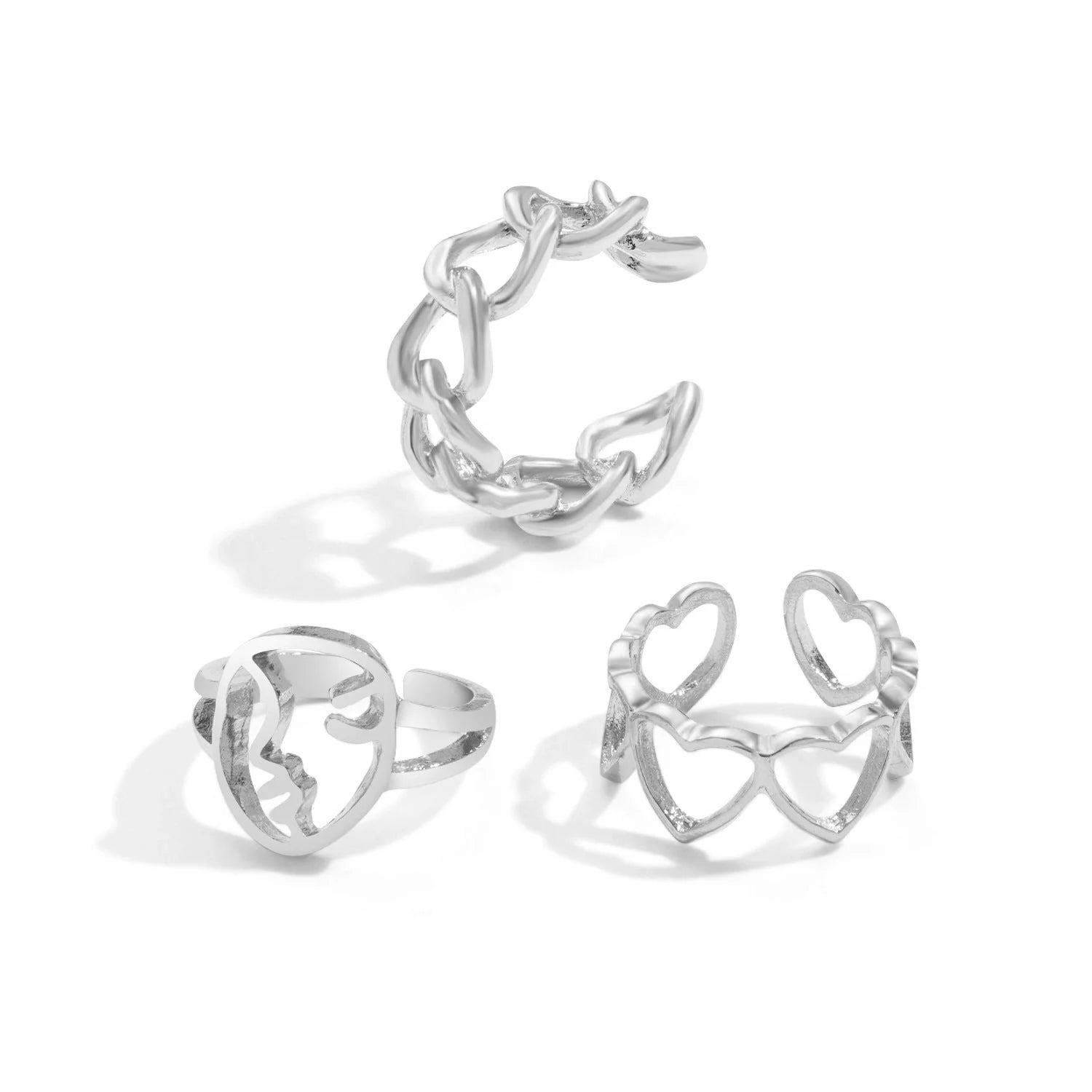 Punk style adjustable butterfly couple rings in gold and silver