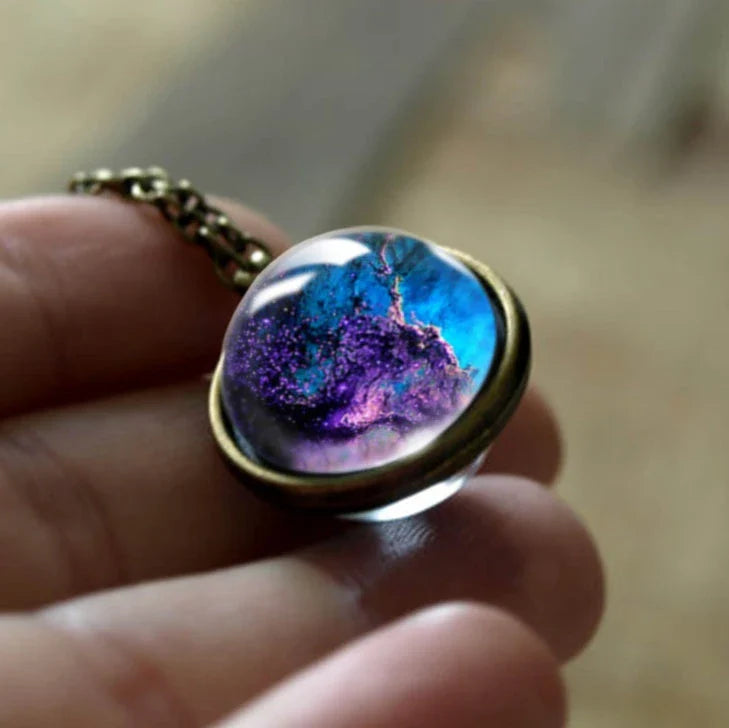 Ethereal Nebula Galaxy Double-Sided Pendant Necklace with Captivating Celestial Patterns