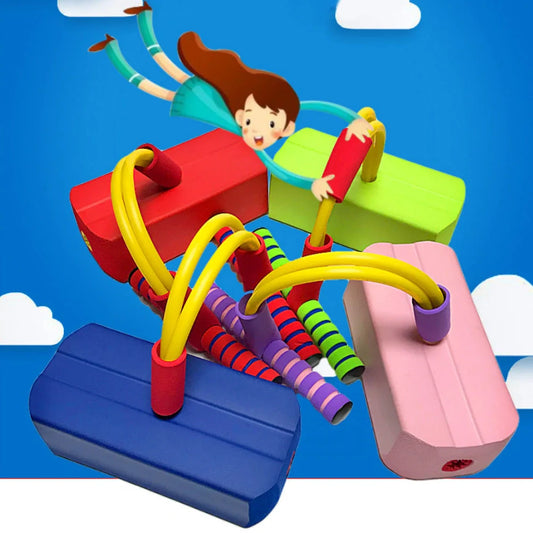 Outdoor Sports Balance Bouncing Toy for kids with squeaker, available in green, pink, blue, red, and purple