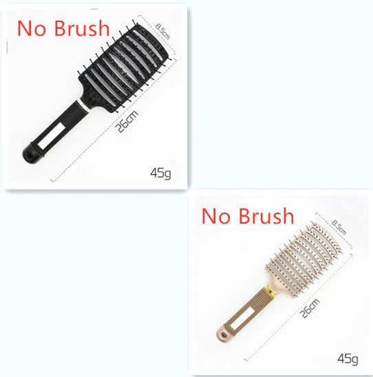 A premium hair brush with a sleek design, featuring soft bristles and a rounded massage function for healthy, detangled hair