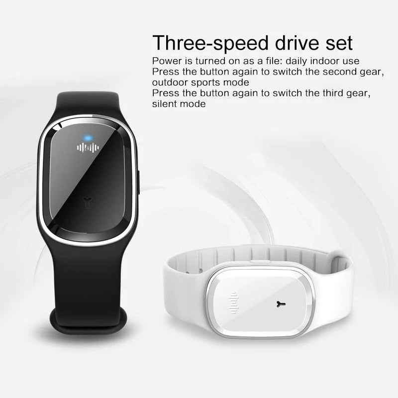 Ultrasonic mosquito repellent bracelet with sleek, waterproof design for outdoor activities