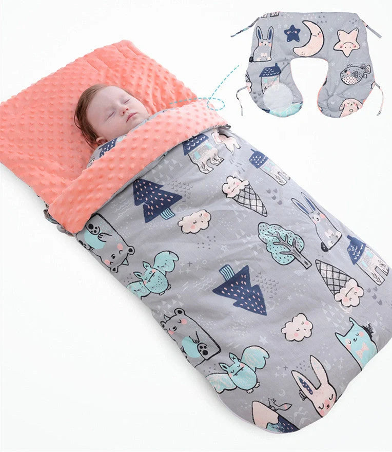 Newborn baby blanket with warm fleece and stroller cover, 80x46cm