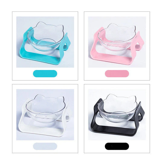 Adjustable Oblique Mouth Cat Bowl in Pearl White with 15° tilt angle