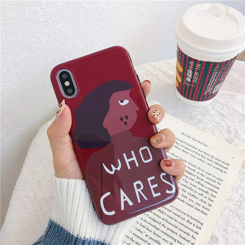 Charming Japanese-inspired phone case with illustration of a young woman in vibrant colours
