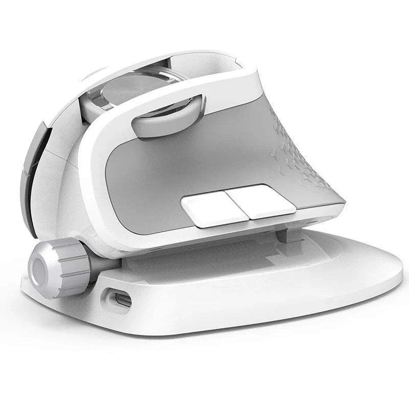 Ergonomic wireless vertical mouse with adjustable angle, high-precision sensor, and intuitive controls for enhanced productivity and comfort