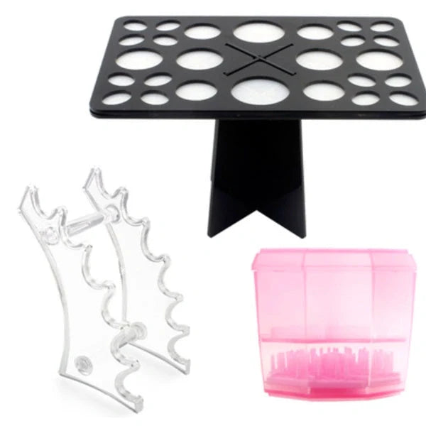 14-hole makeup brush holder in various colours for organising and drying brushes