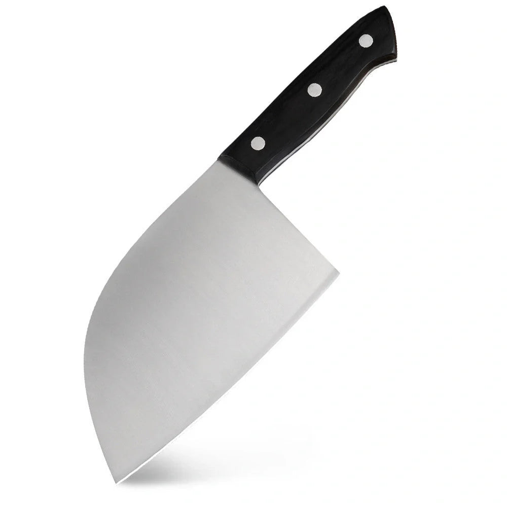 Hand-forged stainless steel butcher knife with wood handle for precision cooking